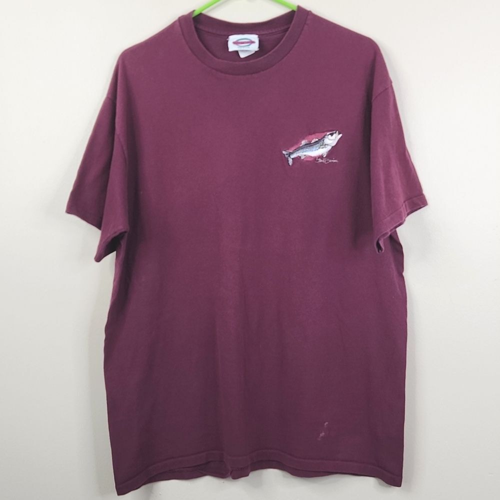 VTG 90s Single Stitch Canyon Gear Embroidered Bass Fish Short Sleeve Tee XL